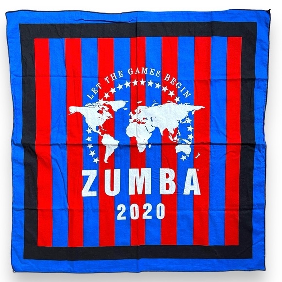 Zumba Fitness Zumba Wear 2020 Collectible Bandana Let The Games Begin Red Blue - Picture 1 of 5